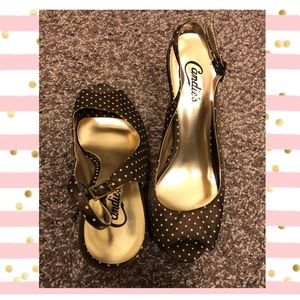 Candies brown polka dot heels